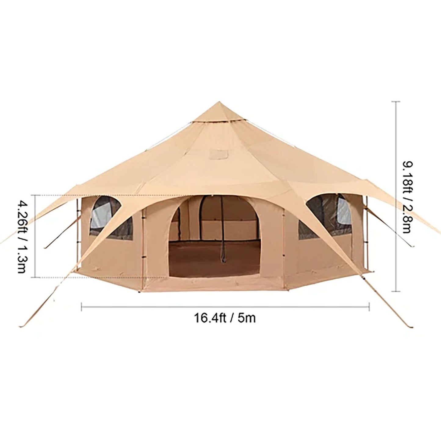 16FT Large Premium 4-Season 8-Person Bell Yurt Tent With Stove Jack (SAK75947)