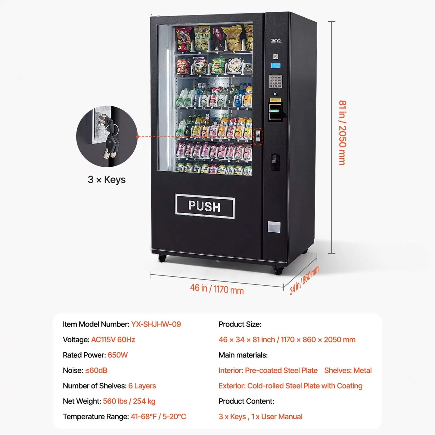 Premium 60-Slot Combo Vending Machine With ICT Bill And Coin Acceptor (SAK31842)