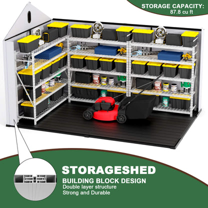 [08X12FT] Large Polypropylene Storage Shed With Reinforced Floor And Lockable Swing Doors (SAK07451)