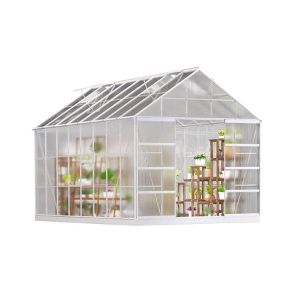 [10x16FT] Extra Large Heavy Duty Backyard Polycarbonate Aluminum Greenhouse With Sliding Doors And Vents (SAK97526)