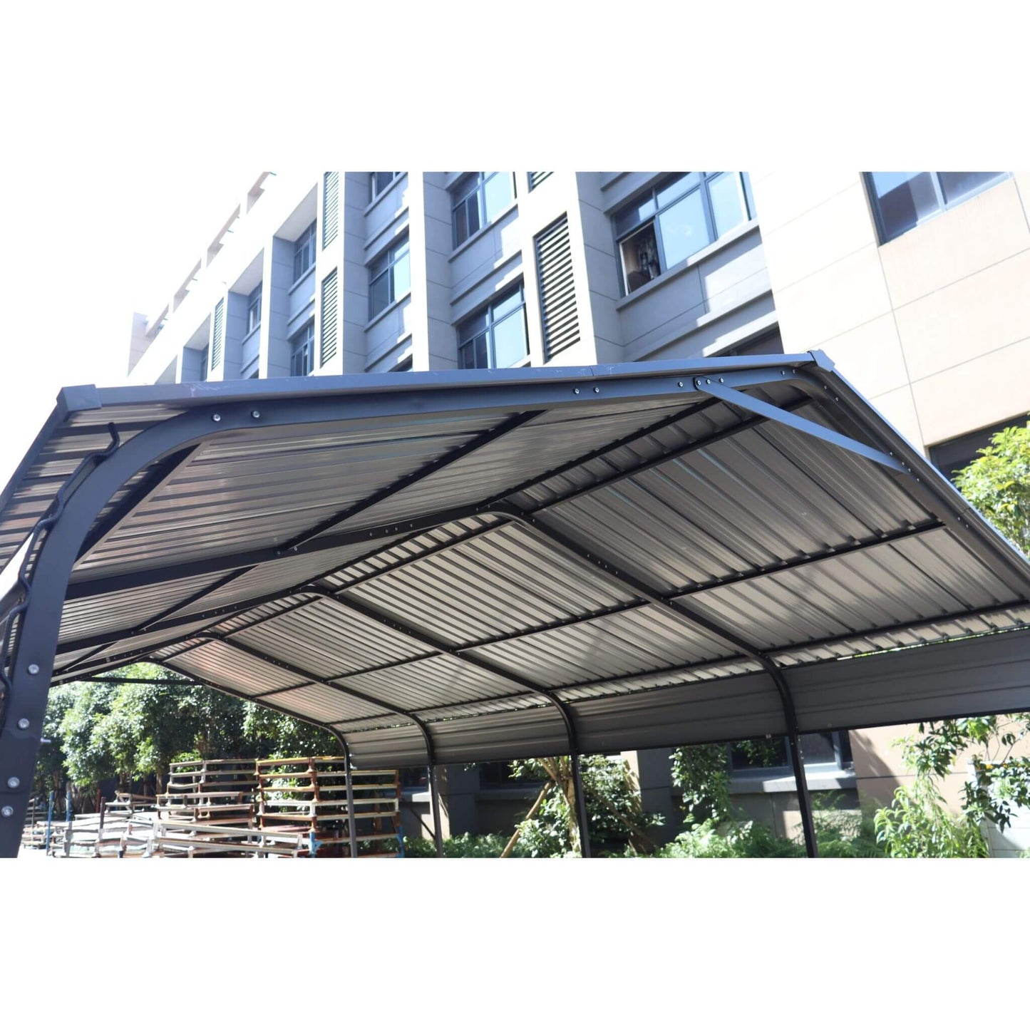 [12X20FT] Heavy Duty Metal Carport With Galvanized Steel Roof For Car, Boats And Trucks, Gray (SAK95562)