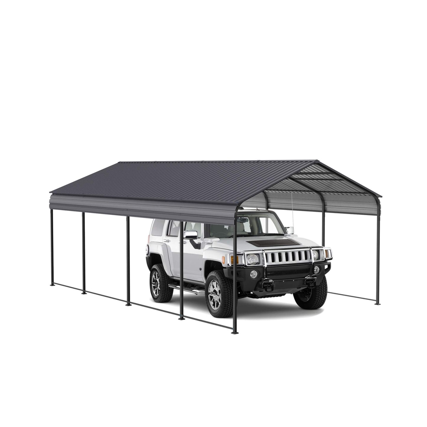 [12X20FT] Heavy Duty Metal Carport With Galvanized Steel Roof For Car, Boats And Trucks, Gray (SAK95562)