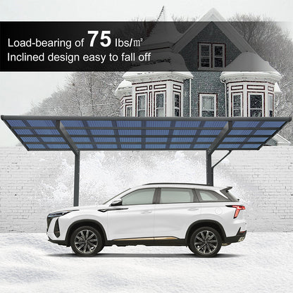 [10x17FT] Extra Large Heavy Duty Outdoor Aluminum Single Side Carport With Galvanized Metal Roof (SAK31279)