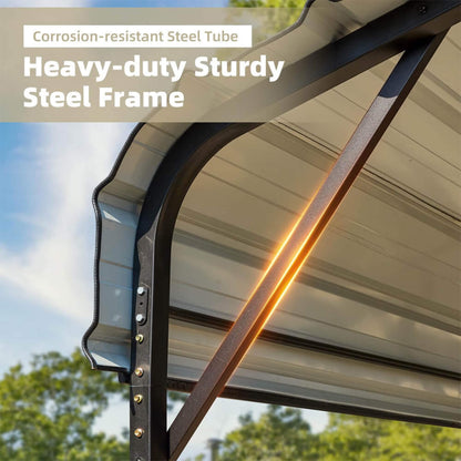 [20x40FT] Extra Large Heavy Duty Four Car Outdoor Metal Carport Canopy For Trucks, Boats And SUVs (SAK29713)