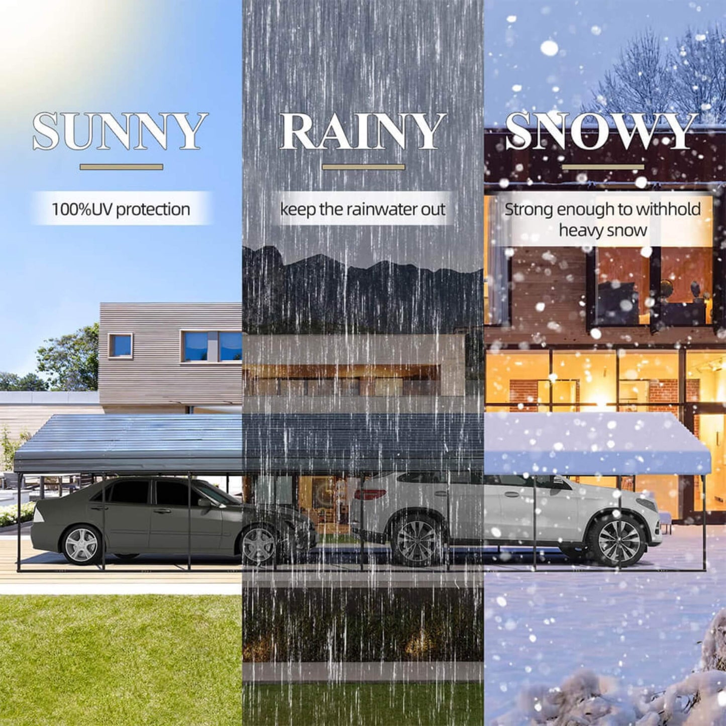 [20x40FT] Extra Large Heavy Duty Four Car Outdoor Metal Carport Canopy For Trucks, Boats And SUVs (SAK29713)