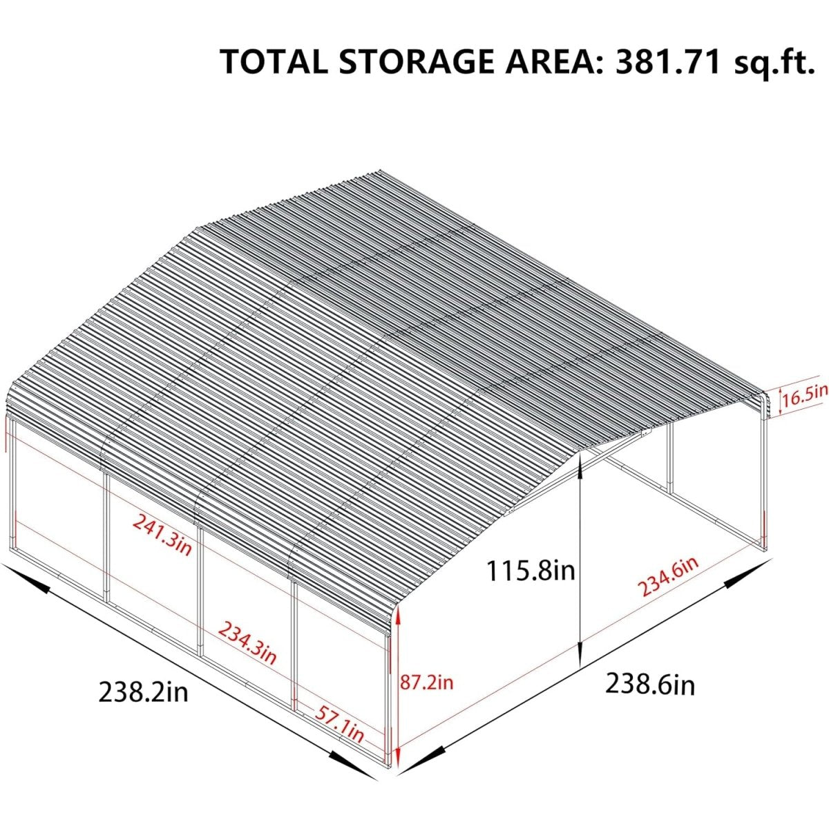 [20x20FT] MPT Extra Large Premium Heavy Duty Outdoor Metal Carport Shelter (SAK97425)