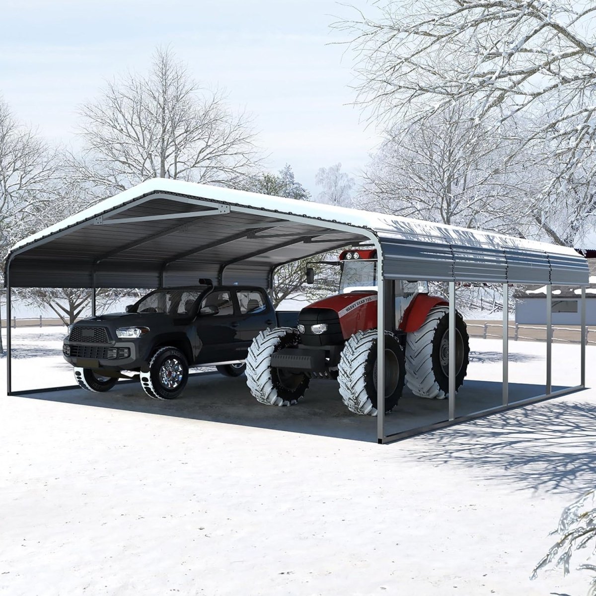 [20x20FT] MPT Extra Large Premium Heavy Duty Outdoor Metal Carport Shelter (SAK97425)