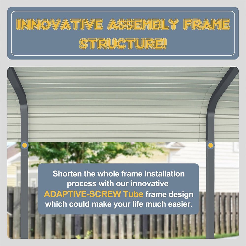 [12x20FT] MPT Premium Heavy Duty Outdoor Canopy Garage Shelter With Galvanized Metal Roof (SAK91523)