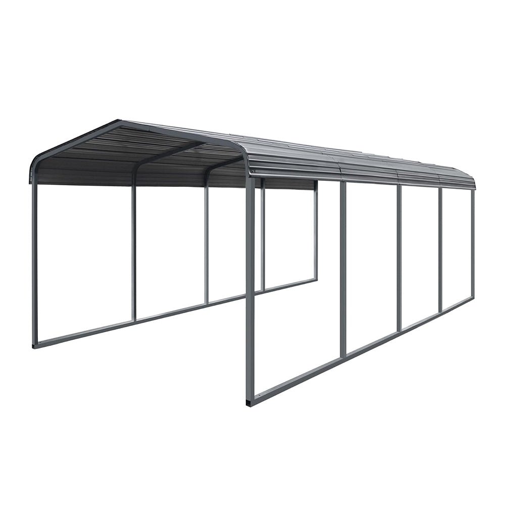 [12x20FT] MPT Premium Heavy Duty Outdoor Canopy Garage Shelter With Galvanized Metal Roof (SAK91523)